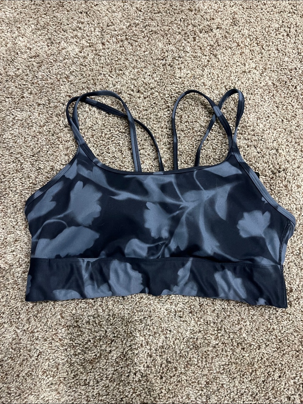 all in motion Black and Gray Tie-Dye Strappy Sports Bralette